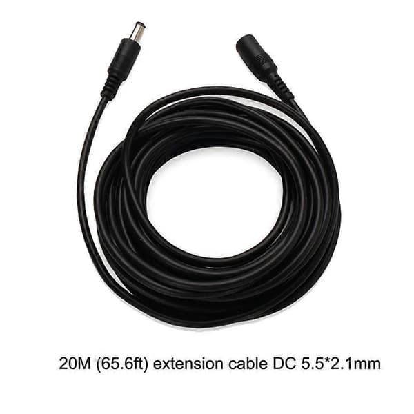 DC-forlængerkabel 20M 18AWG 5,5 mm x 2,1 mm han til hun strømkabel til CCTV og LED-strips