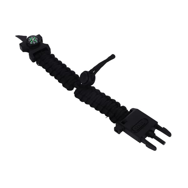Paracord Armbånd Justerbar Nødoverlevelse 5 i 1 Multifunktionelt Udstyr til Vildmarkseventyr Sort