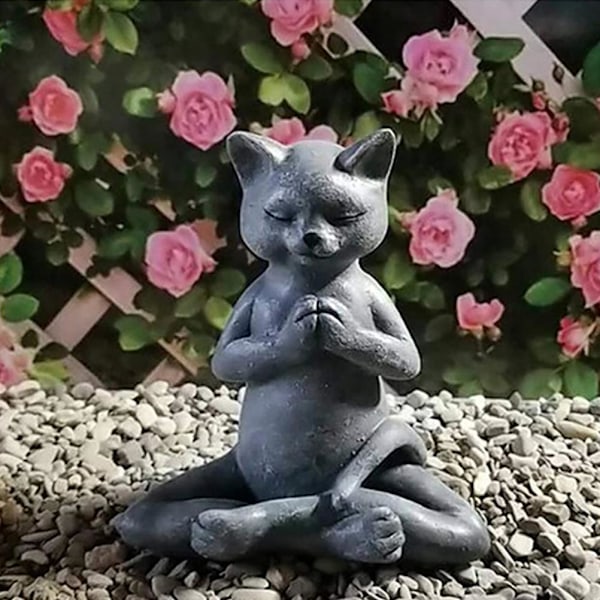 Elegant Bedende Katt Skulptur: Ideell Dekorasjon for Hjem og Hage