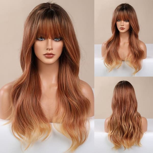 Women's Wig Wavy Curly Hair Middle Part