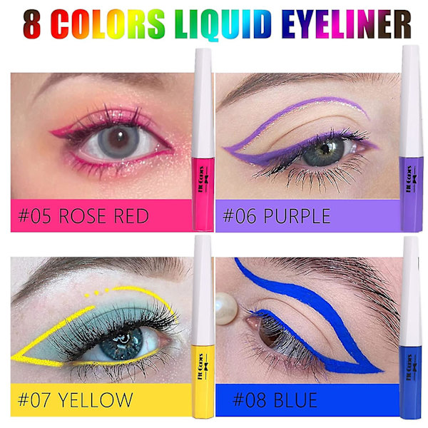 8 färger Neon Liquid Eyeliner ROSE RED