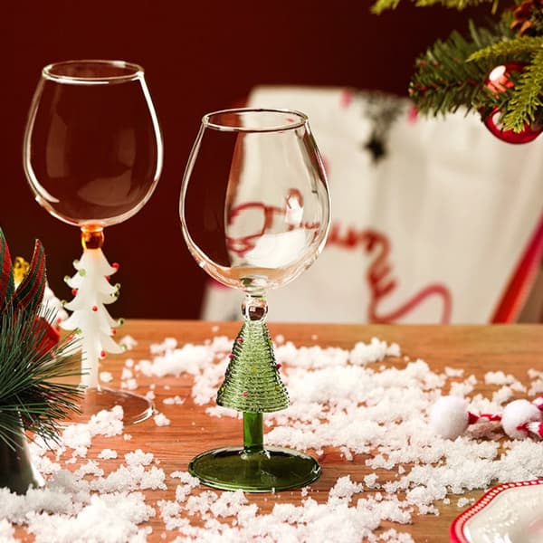 Festlige juleglas med stilk, husholdningsvinglas, cocktailglas, julegavepynt 1-piece set