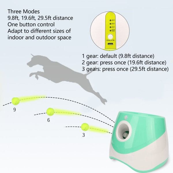 Koiran automaattinen pallonheitin, ladattava 3 moodia interaktiivinen lemmikkipallonheitin sisäkäyttöön ulkokäyttöön