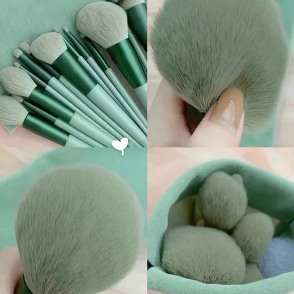 13-pack Makeup Brush Set Beauty Makeup Tool Borstar Green with Bag