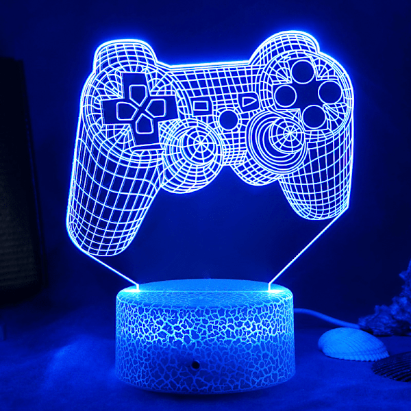 Kreativt 3D nattljus Akrylspel LED färgglad skrivbordslampa Black base: 16-color controller Gamepad(42)