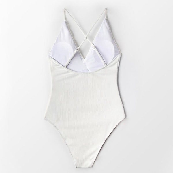 Kvinder One Piece Badedragt Flæse Wrap Textured Beach Badetøj Badedragter White L
