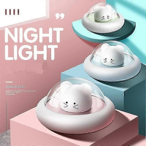 LED Space Mouse Pat Natlampe med USB-opladning