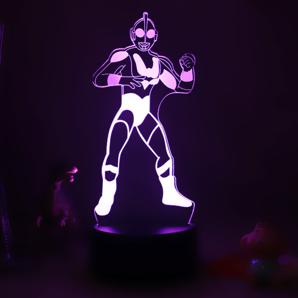 Ultraman 3D handlampa nattlampa med fjärrkontroll för inomhusbruk Black Base: Colorful Touch Ultraman (2709)