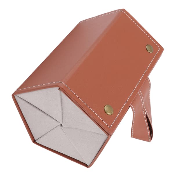 Brun PU Læder Solbrille Organizer Etui Flere Rum Briller Smykker
