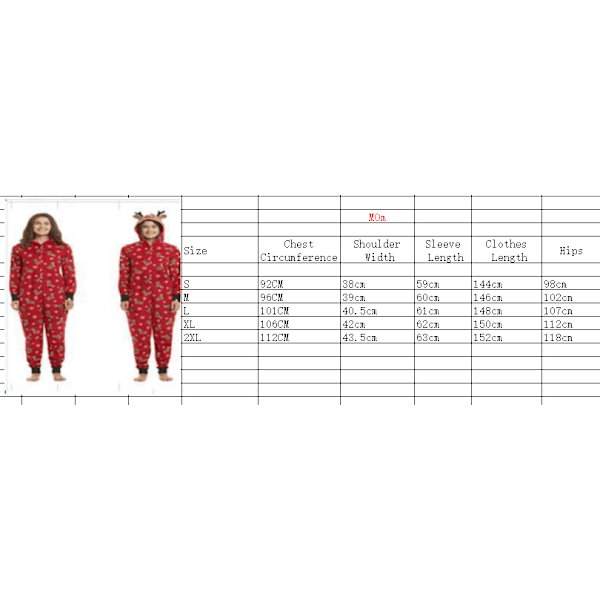 Julemode Hættetrøje Trykt Forældre-barn Outfit Jumpsuit Hjemmetøj XL