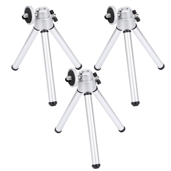 3 stk Mini Sølv Aluminium Legering Anti-Rist Teleskop Stativ med Brennlakk Finish