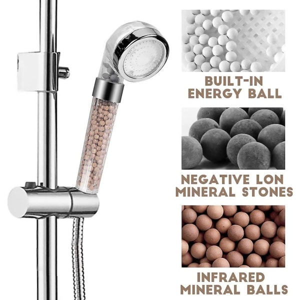 Negative ion LED shower head with colorful color changing nozzle
