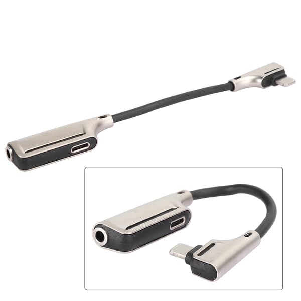 2 i 1 Hovedtelefon Oplader Adapter Aluminium Legering Plug and Play 3.5mm Øretelefon Hul til iOS Sølv