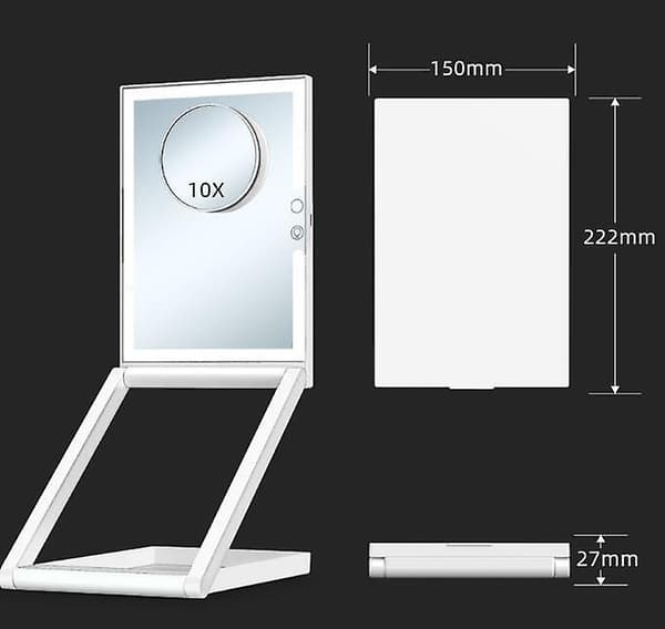 Lyftande och vikbar LED-sminkspegel påfyllningsspegel White