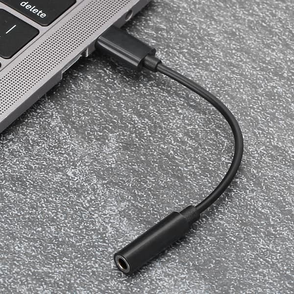 USB C til 3,5 mm Aux Audio Jack Adapterkabel til Hovedtelefoner Øretelefoner Sort