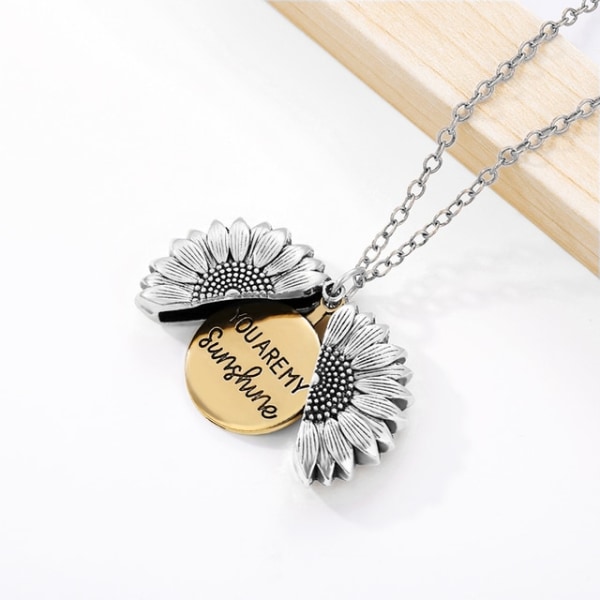 You Are My Sunshine Open Locket Solros Halsband Boho Smycken