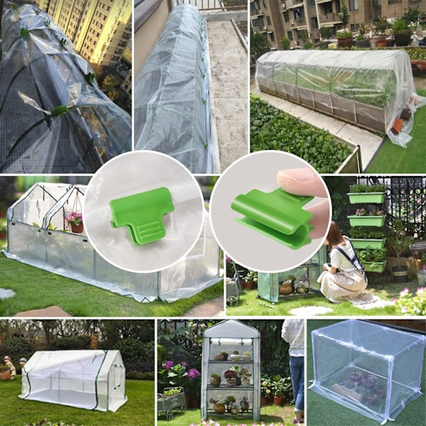60 st växthusklämmor, växtklämmor, tunnelbågeklämma Green 16mm