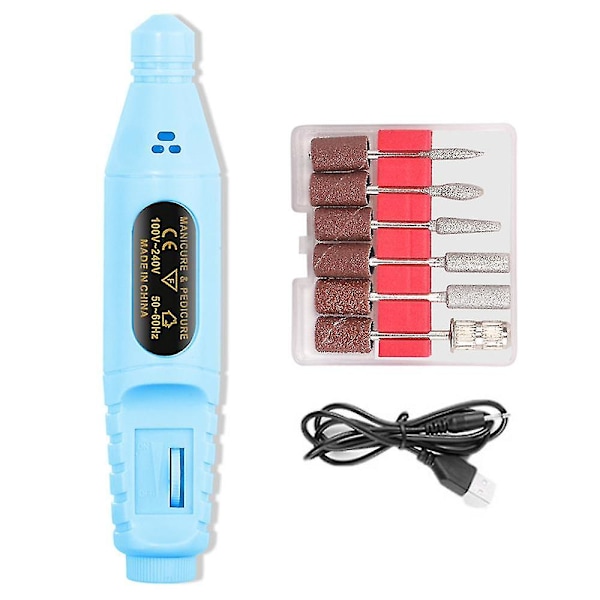 Elektrisk nagelborrmanikyr och pedikyrvårdsset USB blue