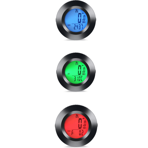 Vandtæt trådløst speedometer med 3-farvet baggrundsbelysning