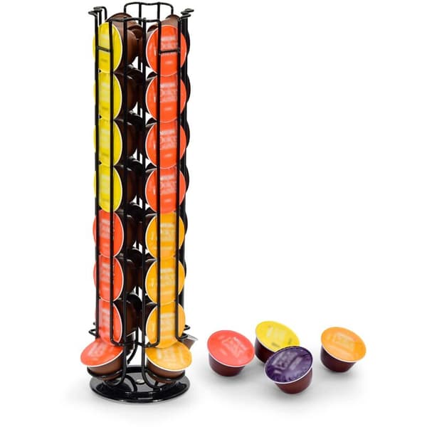 Kapselholder til 32 Dolce Gusto-kapsler, opbevaringsholder til kaffekapsler, skridsikker base, roterende, sort