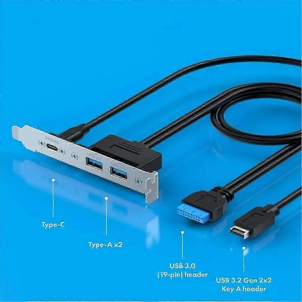20 Gbps USB3.2 Gen2x2 frontpaneladapter, USB-C og USB til USB3.2 Type-E Key-A 20-ben og 19-ben USB C