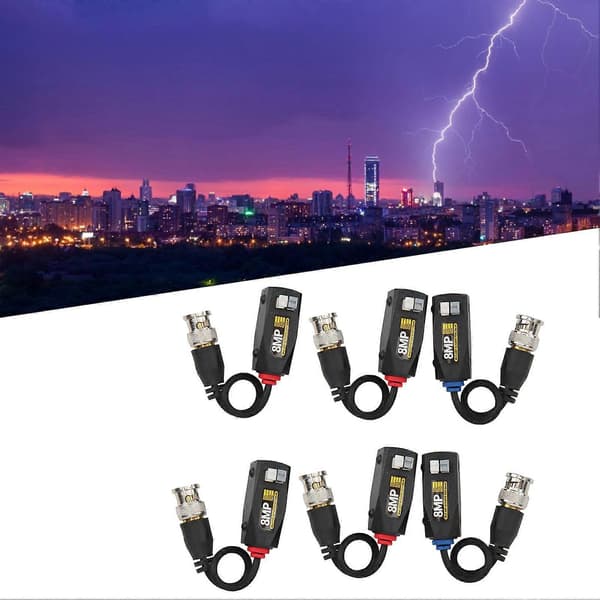 6 stk. Video Power Balun 8MP Anti Thunder Transmitter til CVI/TVI/AHD/CVBS Transceiver