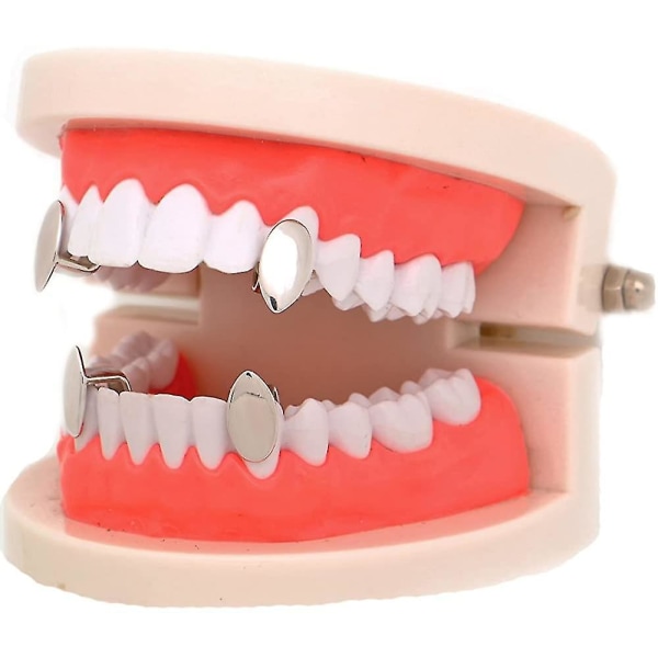 Lureen Metal Grillz Vampire Fangs Dracula Hip Hop griller for tennene dine sliver 2 pcs