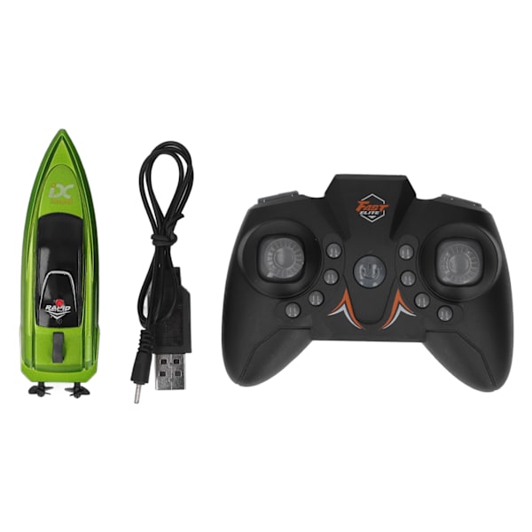 Mini fjärrkontroll Speedboat USB 2.4G Hög hastighet Elektrisk leksaksbåt Vattentät, Grön