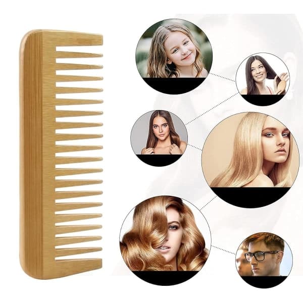 【DENGTU】Galaxy Bamboo Wide-tooth Comb Antistatic Brush Solid Wood Comb Handleless Hairdressing Comb