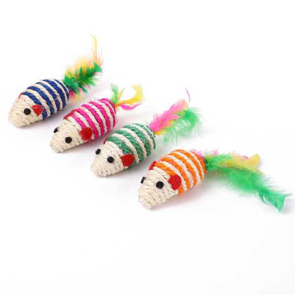 3 stycken husdjurskatter som biter små musleksaker Swordsmal mouse Random Color