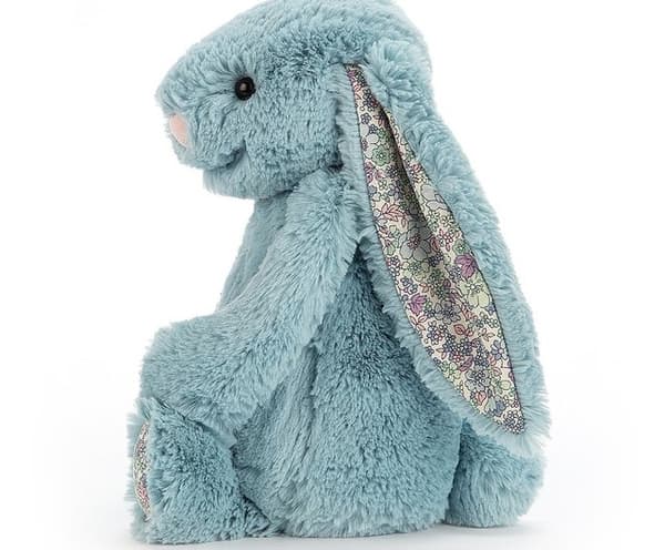 Jellycat Blå Blomsterkanin Flat Leketøy, medium størrelse, 36cm