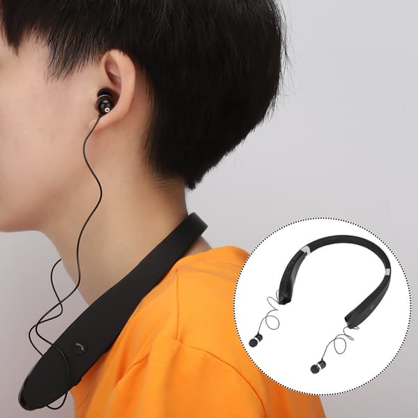 Vikbara Trådlösa Bluetooth Hörlurar med Nackband Svart