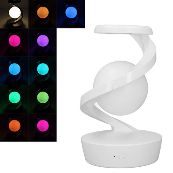 Innovativ 3D Levitering Ball LED Nattbordslampe for Moderne Soverom, Stue eller Kontor - Hvit