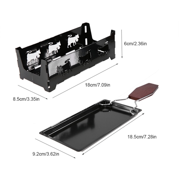 Bærbar Non-Stick Raclette Grillpanne med Trehåndtak for Enkel Matlaging og Servering