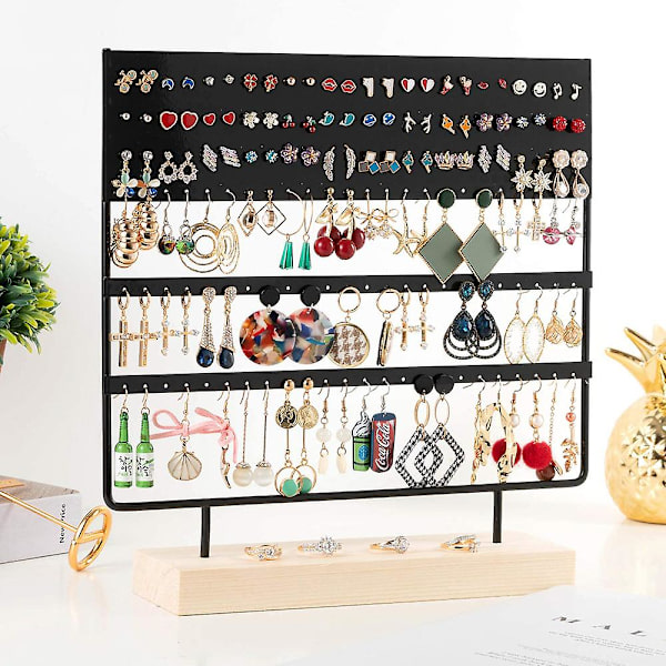 Örhängeställ Display 3-tiers öronnapphållare Smycken Organizer