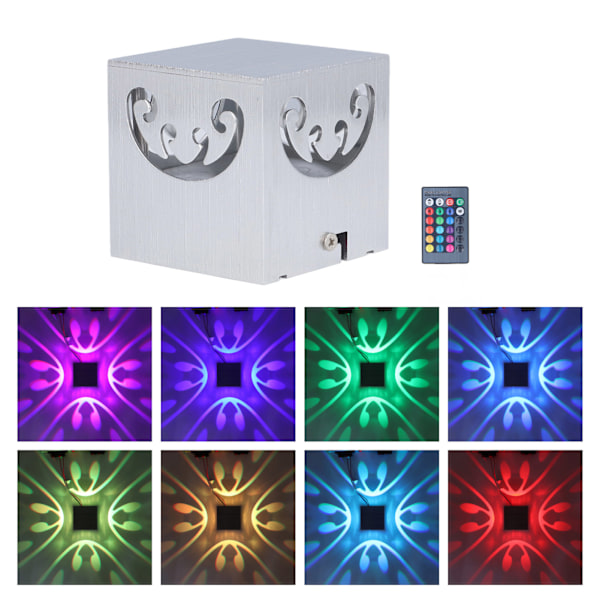 360° RGB Aluminium LED Væglampe med Huldesign, 3W Lampe, 24-Tasters Kontrol til Soveværelse (85-277V)