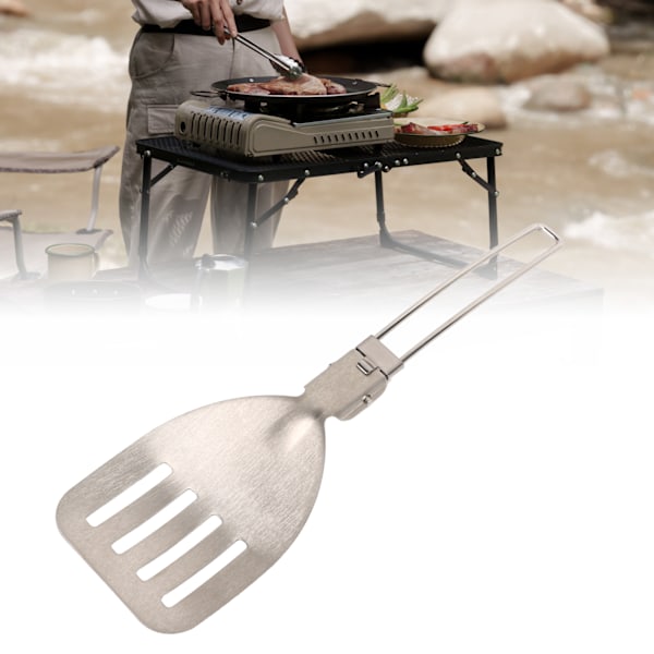 Kompakt Sammenklappelig Spatel i Rustfrit Stål med Lås til Udendørs Madlavning og Camping