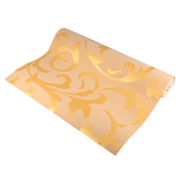 Fiberduk Tapet Barokk Design Damask Ornament Gull 3D Optisk Effekt