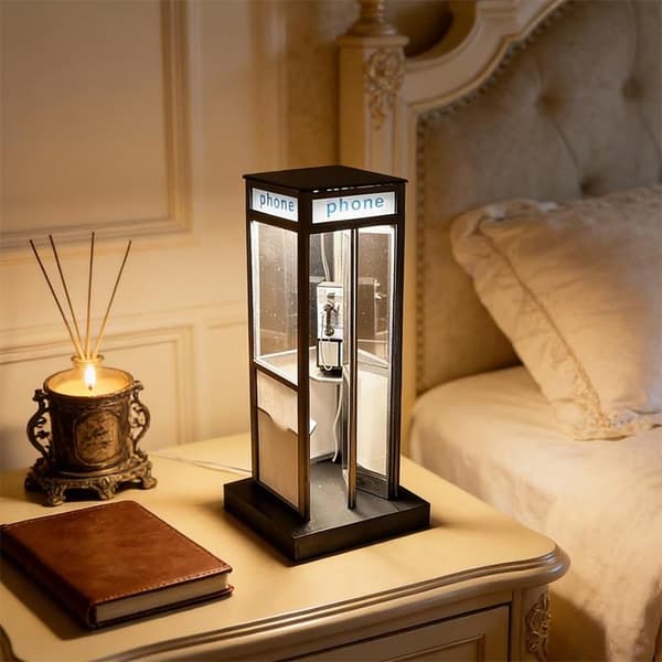 Retro Vintage Hög Telefonkiosk Lampa Clear