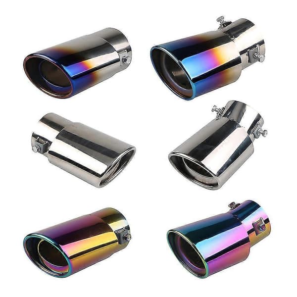 【DENGTU】63mm Universal Bil Eksoslyddemper Spiss Rustfritt Stål Auto Lyddemper Eksosrør Ovalt Eksosrør Bilmodifikasjonstilbehør Blue Bend