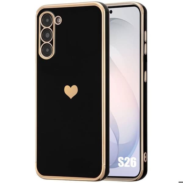 Silikonecover - BOOLING - til Samsung Galaxy S26 - Mønster Hjerte Ridsefri Slank Blød - Sort Svart