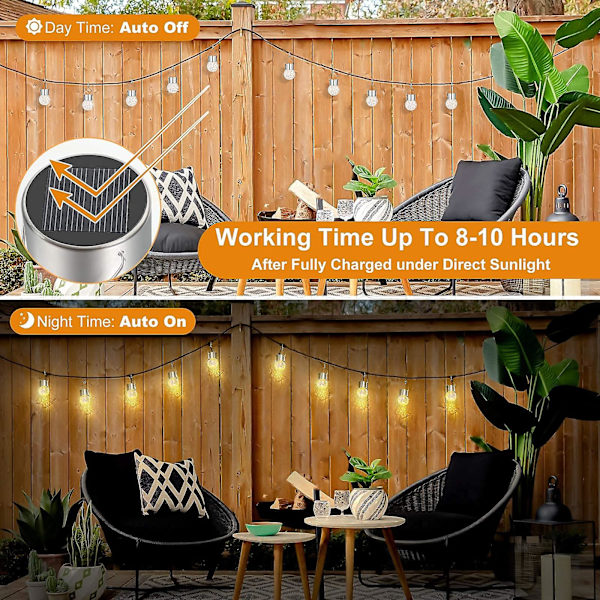 4st Utomhushängande Solar Lights, Crackle Globe Lights Warm White