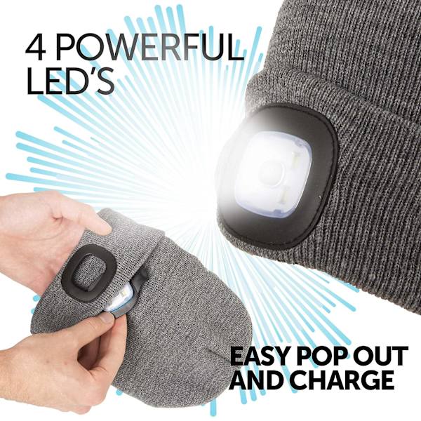 Bluetooth Led Beanie Varmisolerande Uppladdningsbar Hatt Gray