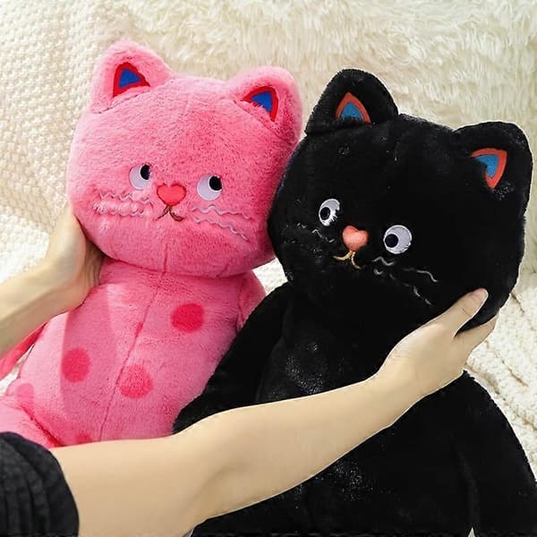 Söt prickig kattkudde sovande kattdocka plyschdocka kudde för flickor black