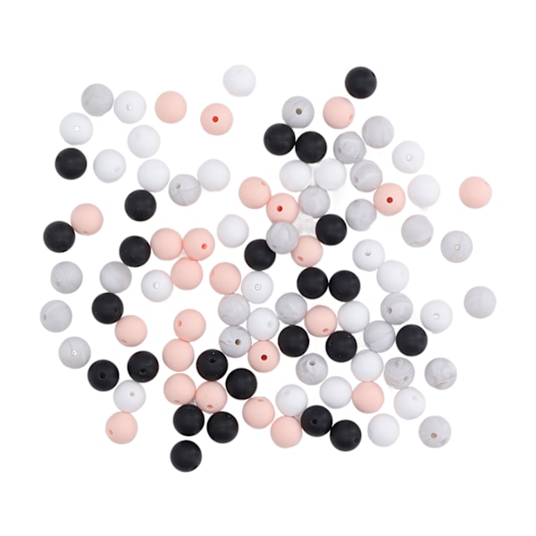 100 stk. 9 mm runde silikoneperler i flere farver til DIY-halskæder og babyspil, type C
