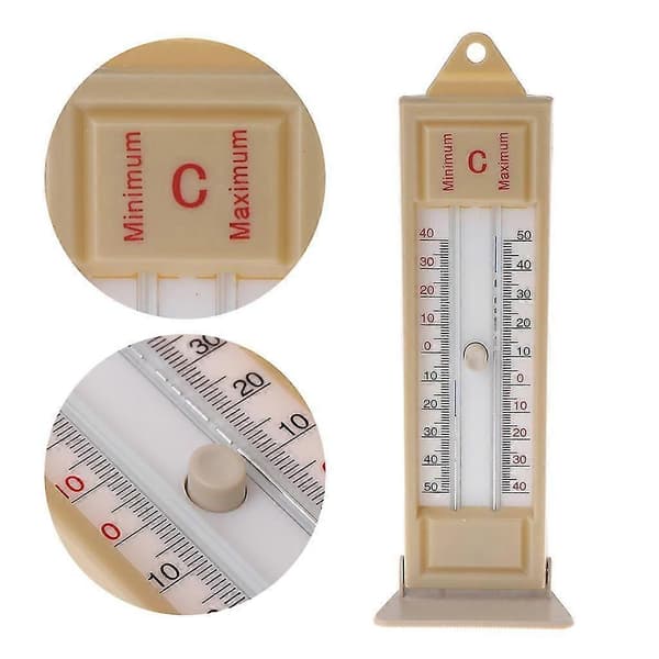 Drivhus Max-Min Tryktermometer Traditionel Temperaturmåler -40 til 50 White