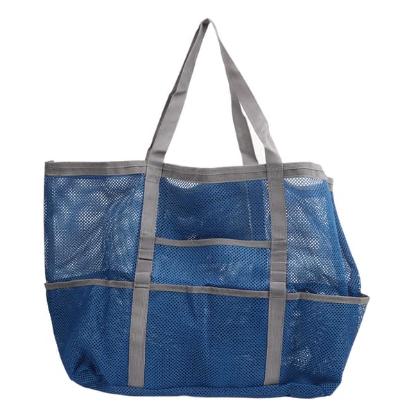 Nylon Sammenklappelig Multifunktionel Mesh Strandtaske Skuldertaske til Rejser Camping Blå Grå