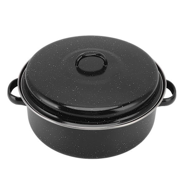 Husholdnings stegepande med sort plettet finish, non-stick grillgryde med låg, ideel til stegte søde kartofler og kastanjer, 28 cm jernlåg