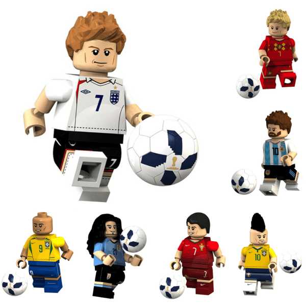 8 kpl jalkapalloilijaa Super Star Series Mini Block -rakennuslelu