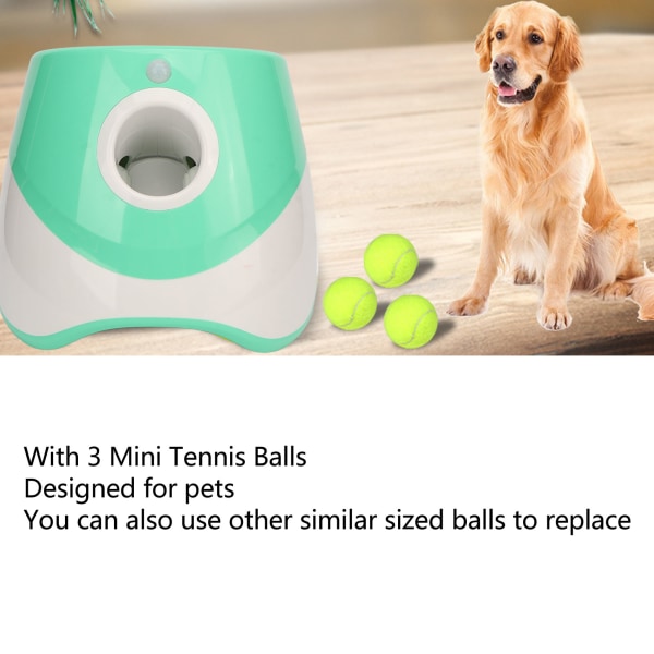 Hundeautomatisk boldkaster genopladelig 3 modes interaktiv kæledyrsboldkaster til indendørs udendørs grønt